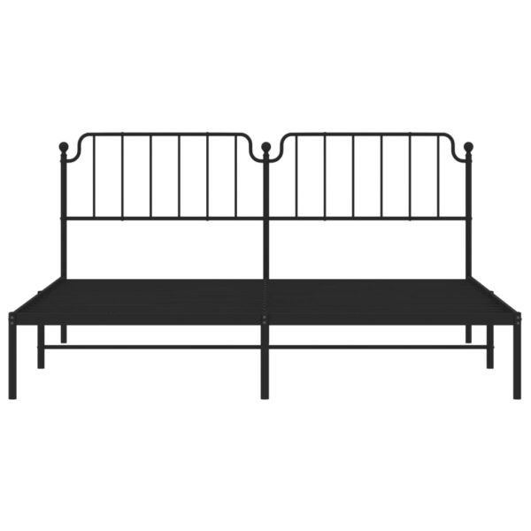 vidaXL Metal Bed Frame with Headboard Black 76"x79.9" King - Image 5