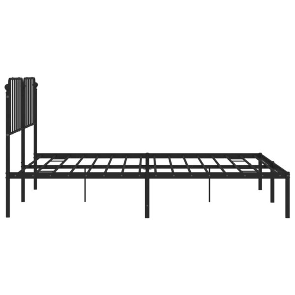 vidaXL Metal Bed Frame with Headboard Black 76"x79.9" King - Image 6