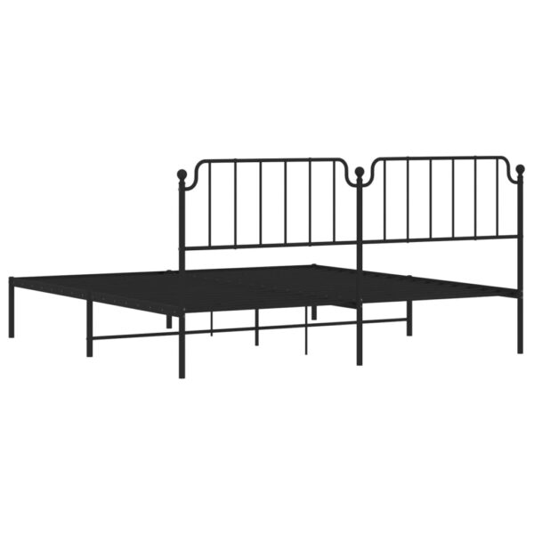 vidaXL Metal Bed Frame with Headboard Black 76"x79.9" King - Image 7