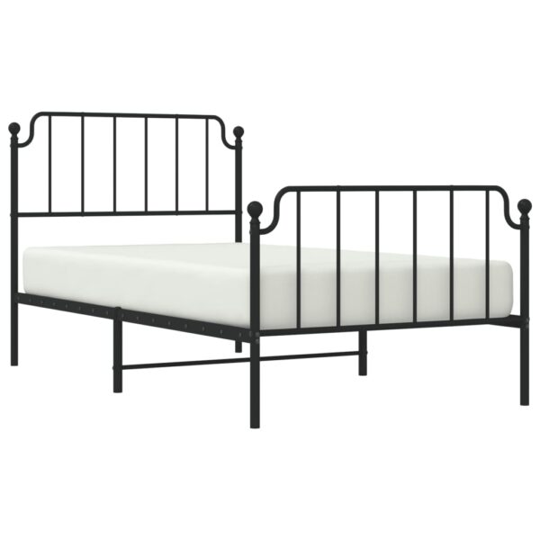 vidaXL Metal Bed Frame with Headboard and FootboardÂ Black 39.4"x74.8" Twin - Image 3