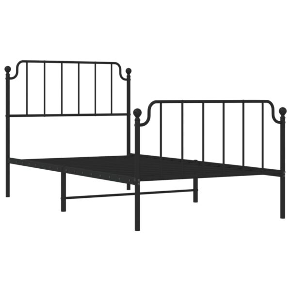 vidaXL Metal Bed Frame with Headboard and FootboardÂ Black 39.4"x74.8" Twin - Image 4