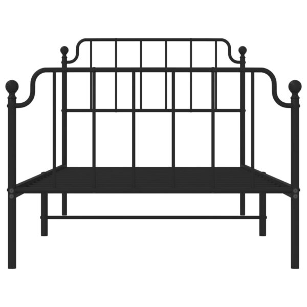 vidaXL Metal Bed Frame with Headboard and FootboardÂ Black 39.4"x74.8" Twin - Image 5