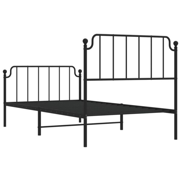 vidaXL Metal Bed Frame with Headboard and FootboardÂ Black 39.4"x74.8" Twin - Image 7