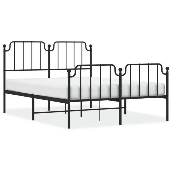 vidaXL Metal Bed Frame with Headboard and FootboardÂ Black 53.1"x74.8" - Image 2