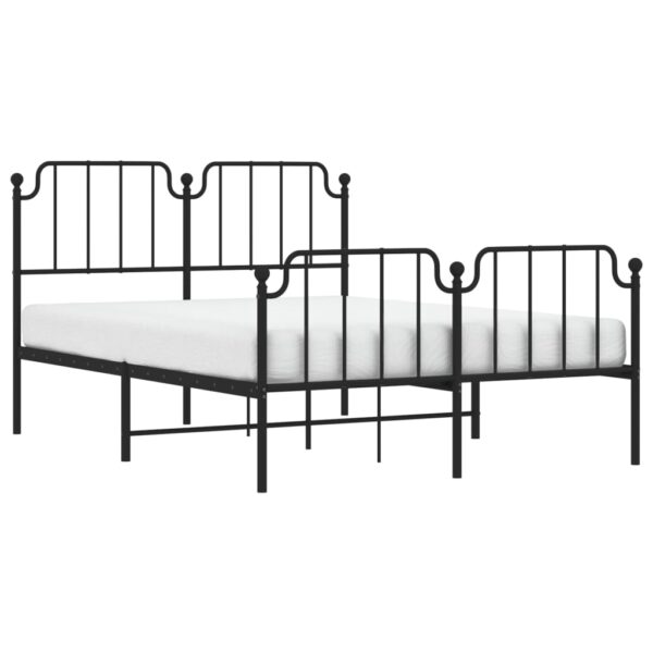 vidaXL Metal Bed Frame with Headboard and FootboardÂ Black 53.1"x74.8" - Image 3