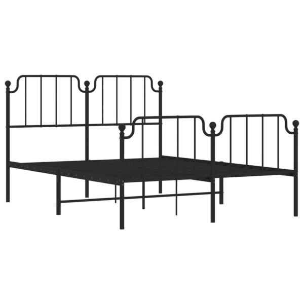 vidaXL Metal Bed Frame with Headboard and FootboardÂ Black 53.1"x74.8" - Image 4