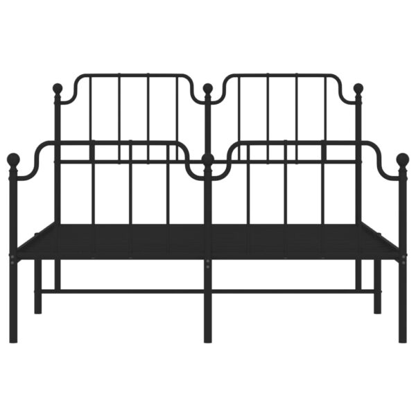 vidaXL Metal Bed Frame with Headboard and FootboardÂ Black 53.1"x74.8" - Image 5