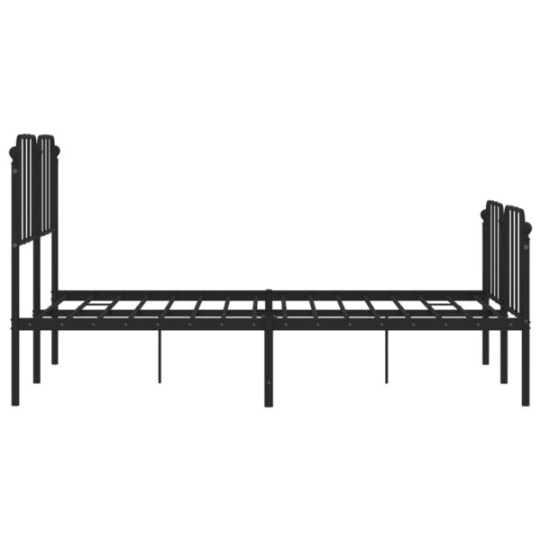 vidaXL Metal Bed Frame with Headboard and FootboardÂ Black 53.1"x74.8" - Image 6