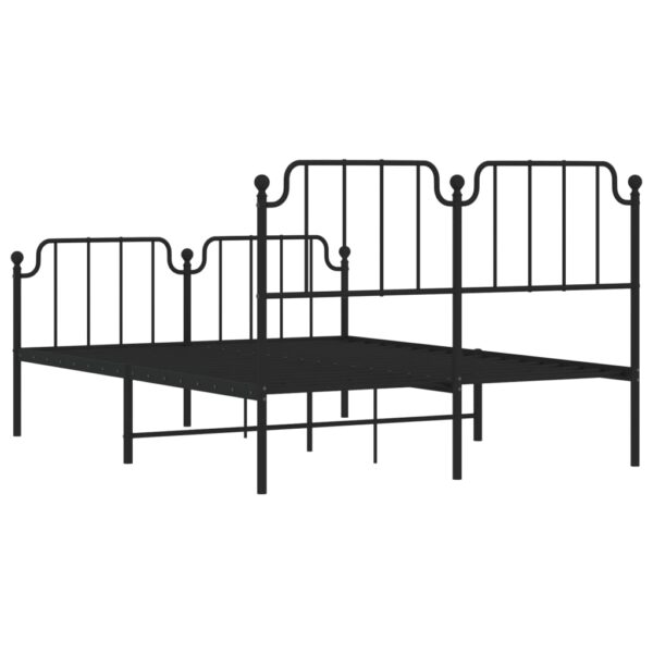 vidaXL Metal Bed Frame with Headboard and FootboardÂ Black 53.1"x74.8" - Image 7