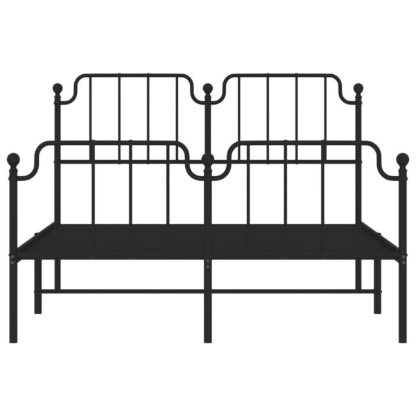 vidaXL Metal Bed Frame with Headboard and FootboardÂ Black 59.1"x78.7" - Image 5