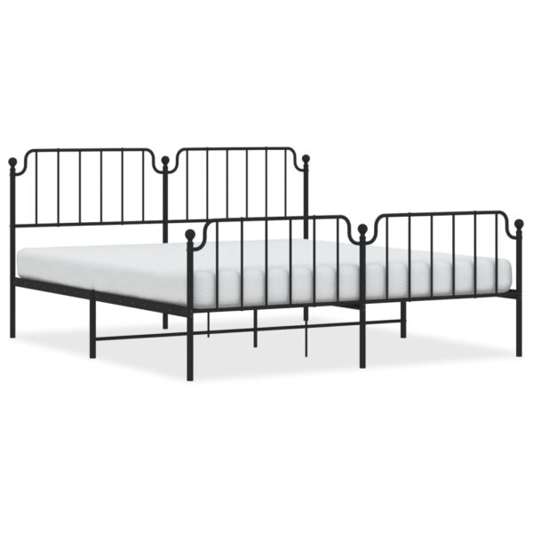 vidaXL Metal Bed Frame with Headboard&FootboardÂ Black 72"x83.9" California King - Image 2