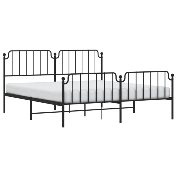 vidaXL Metal Bed Frame with Headboard&FootboardÂ Black 72"x83.9" California King - Image 3