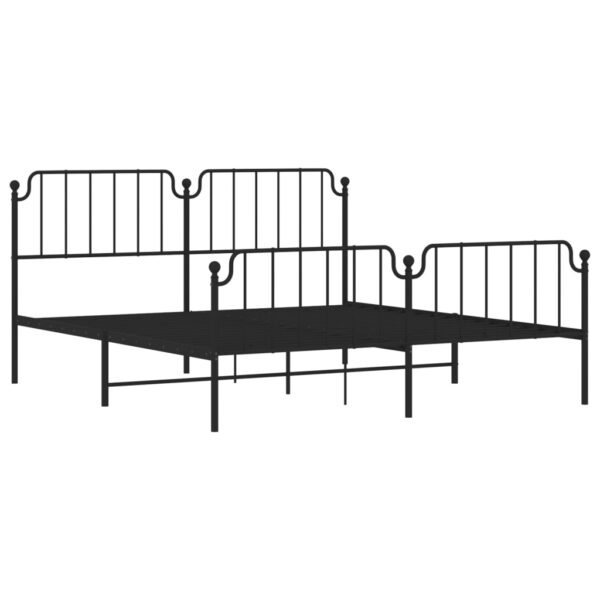 vidaXL Metal Bed Frame with Headboard&FootboardÂ Black 72"x83.9" California King - Image 4