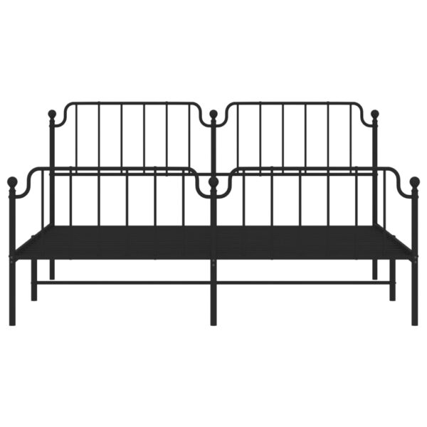 vidaXL Metal Bed Frame with Headboard&FootboardÂ Black 72"x83.9" California King - Image 5