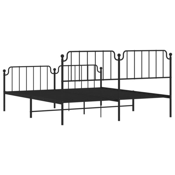 vidaXL Metal Bed Frame with Headboard&FootboardÂ Black 72"x83.9" California King - Image 7