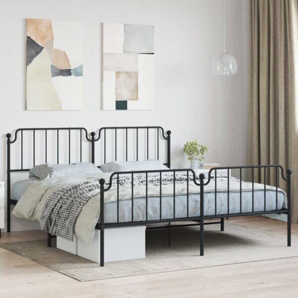 vidaXL Metal Bed Frame with Headboard&FootboardÂ Black 72"x83.9" California King