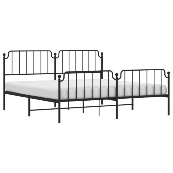 vidaXL Metal Bed Frame with Headboard and FootboardÂ Black 76"x79.9" King - Image 3