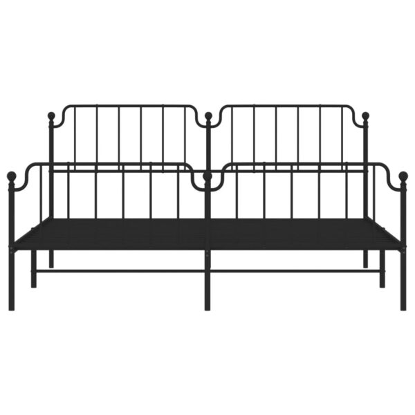 vidaXL Metal Bed Frame with Headboard and FootboardÂ Black 76"x79.9" King - Image 5