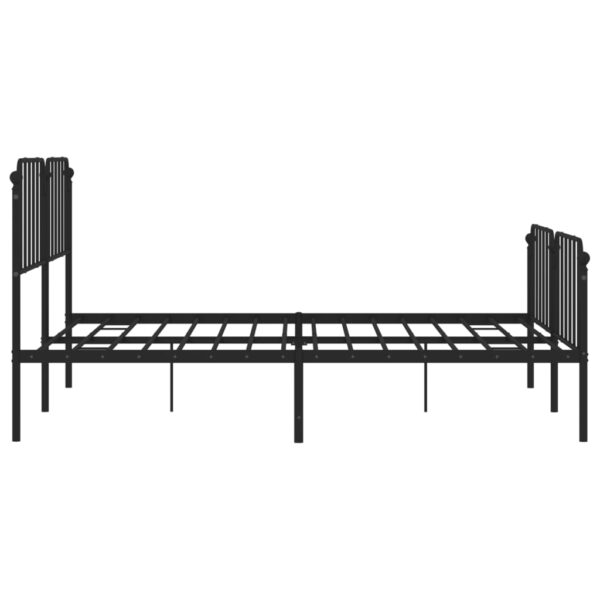 vidaXL Metal Bed Frame with Headboard and FootboardÂ Black 76"x79.9" King - Image 6