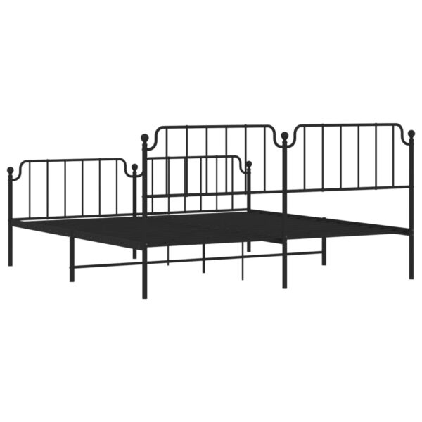 vidaXL Metal Bed Frame with Headboard and FootboardÂ Black 76"x79.9" King - Image 7