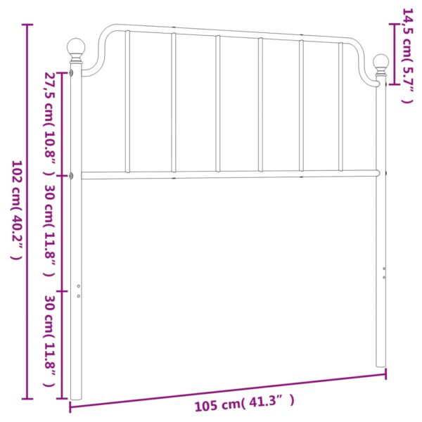 vidaXL Metal Headboard Black 39.4" - Image 6