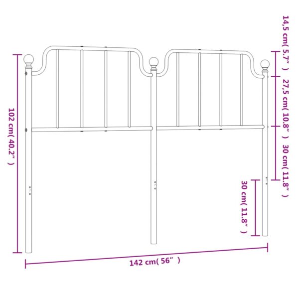 vidaXL Metal Headboard Black 53.1" - Image 6