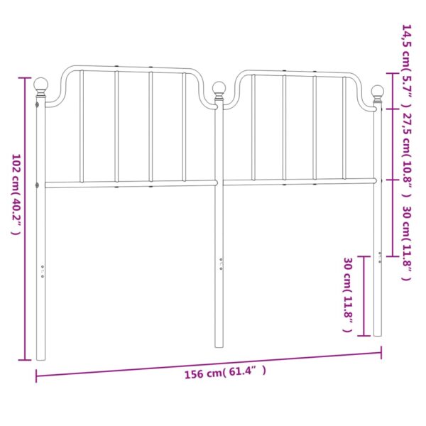 vidaXL Metal Headboard Black 59.1" - Image 6