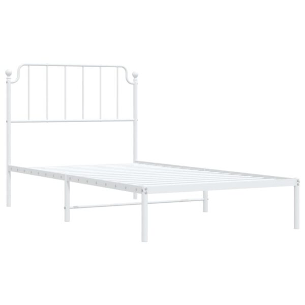 vidaXL Metal Bed Frame with Headboard White 39.4"x74.8" Twin - Image 4