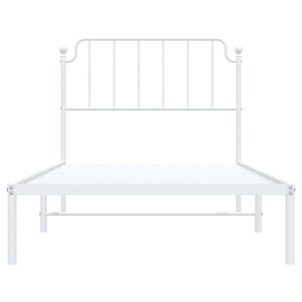 vidaXL Metal Bed Frame with Headboard White 39.4"x74.8" Twin - Image 5