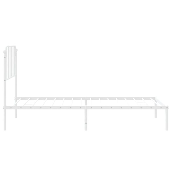 vidaXL Metal Bed Frame with Headboard White 39.4"x74.8" Twin - Image 6