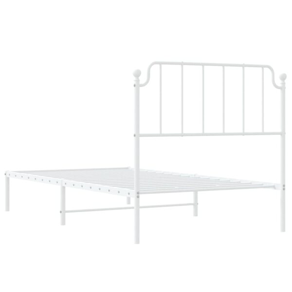 vidaXL Metal Bed Frame with Headboard White 39.4"x74.8" Twin - Image 7