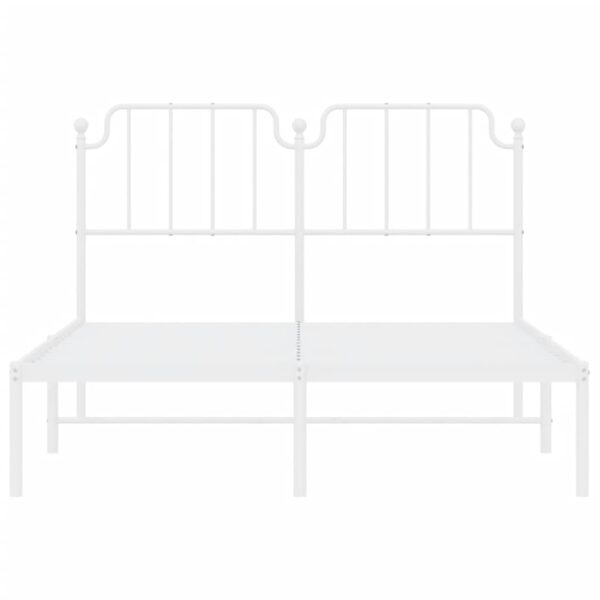 vidaXL Metal Bed Frame with Headboard White 53.1"x74.8" - Image 5