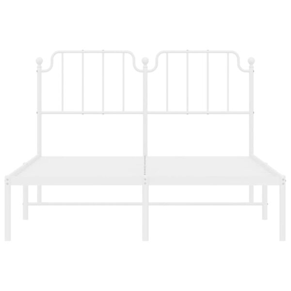 vidaXL Metal Bed Frame with Headboard White 59.1"x78.7" - Image 5