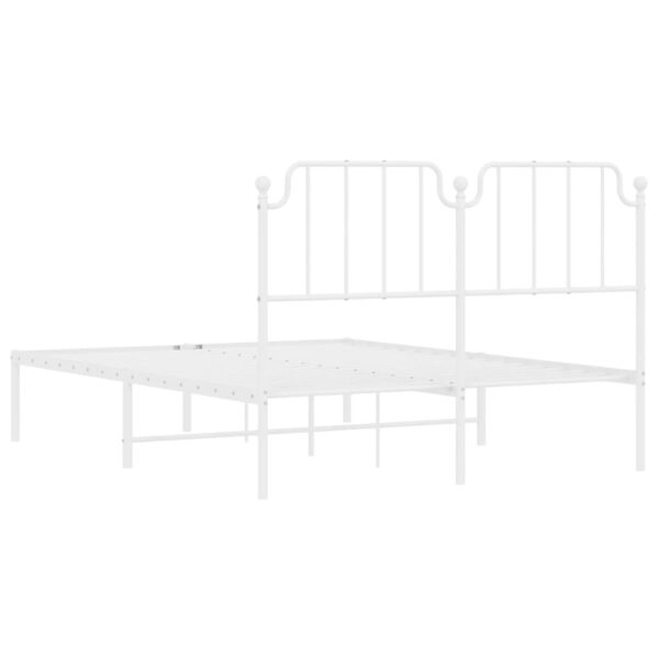 vidaXL Metal Bed Frame with Headboard White 59.1"x78.7" - Image 7