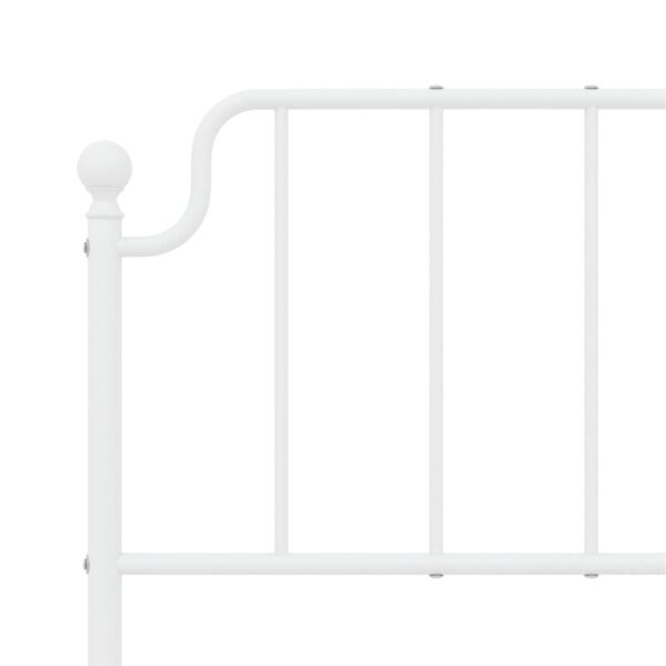 vidaXL Metal Bed Frame with Headboard White 59.1"x78.7" - Image 8