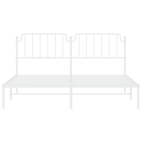 vidaXL Metal Bed Frame with Headboard White 72"x83.9" California King - Image 5