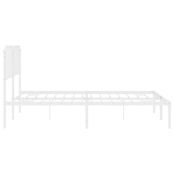 vidaXL Metal Bed Frame with Headboard White 72"x83.9" California King - Image 6