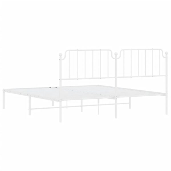 vidaXL Metal Bed Frame with Headboard White 72"x83.9" California King - Image 7