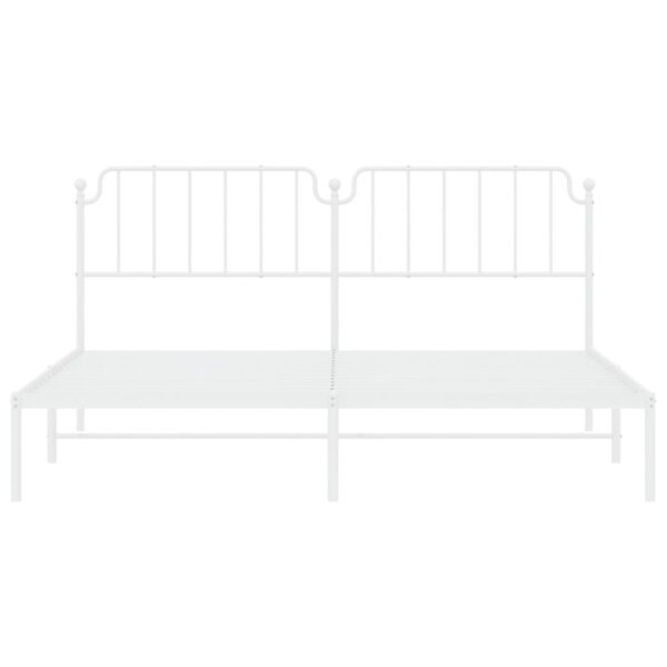 vidaXL Metal Bed Frame with Headboard White 76"x79.9" King - Image 5