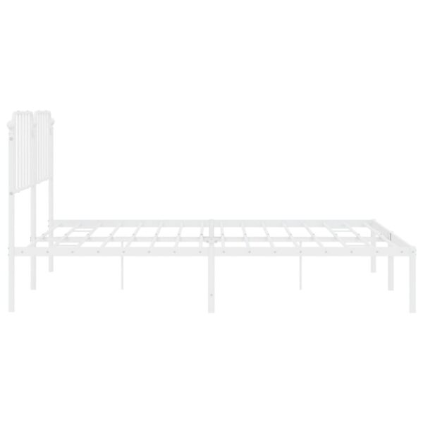 vidaXL Metal Bed Frame with Headboard White 76"x79.9" King - Image 6