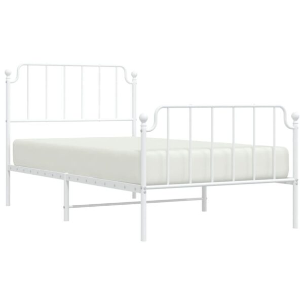 vidaXL Metal Bed Frame with Headboard and FootboardÂ White 39.4"x74.8" Twin - Image 3