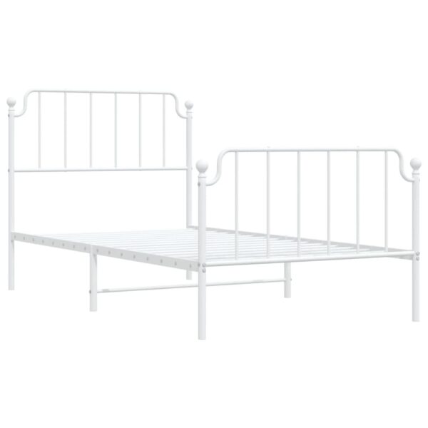 vidaXL Metal Bed Frame with Headboard and FootboardÂ White 39.4"x74.8" Twin - Image 4