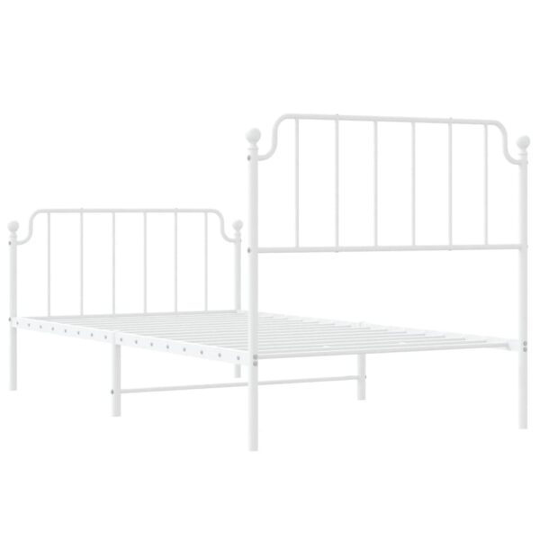 vidaXL Metal Bed Frame with Headboard and FootboardÂ White 39.4"x74.8" Twin - Image 7