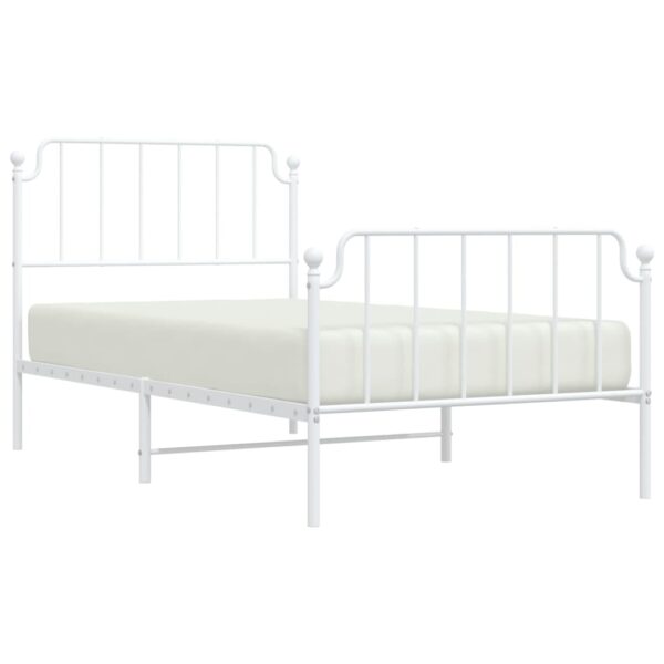 vidaXL Metal Bed Frame with Headboard and FootboardÂ White 39.4"x78.7" - Image 3