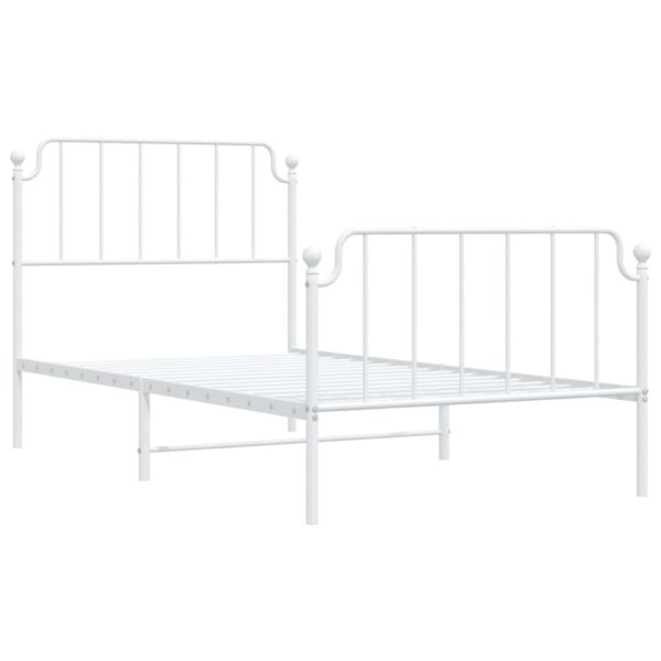 vidaXL Metal Bed Frame with Headboard and FootboardÂ White 39.4"x78.7" - Image 4