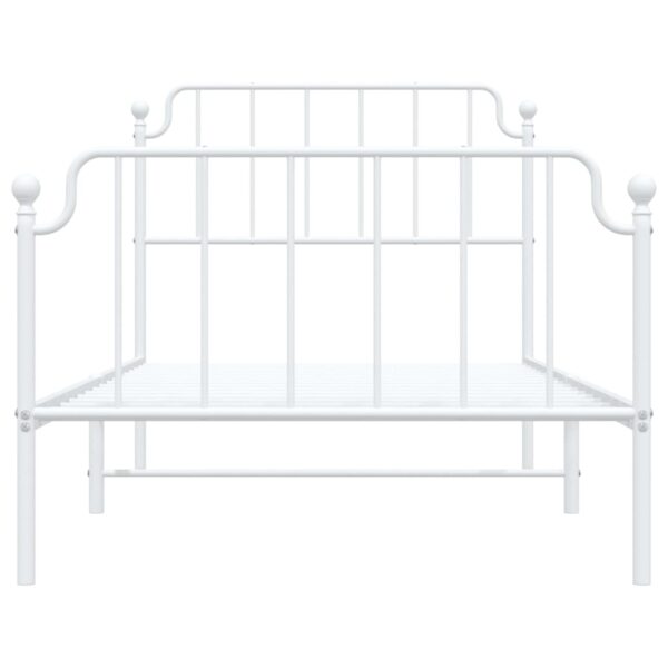 vidaXL Metal Bed Frame with Headboard and FootboardÂ White 39.4"x78.7" - Image 5