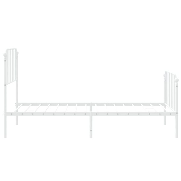 vidaXL Metal Bed Frame with Headboard and FootboardÂ White 39.4"x78.7" - Image 6