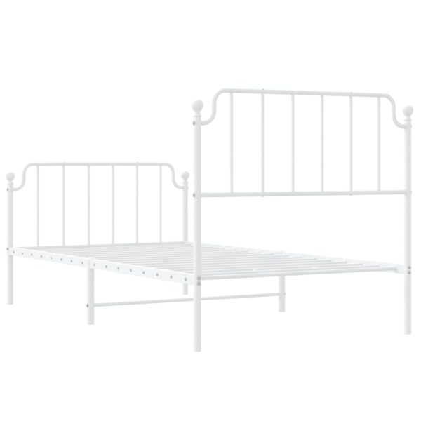 vidaXL Metal Bed Frame with Headboard and FootboardÂ White 39.4"x78.7" - Image 7