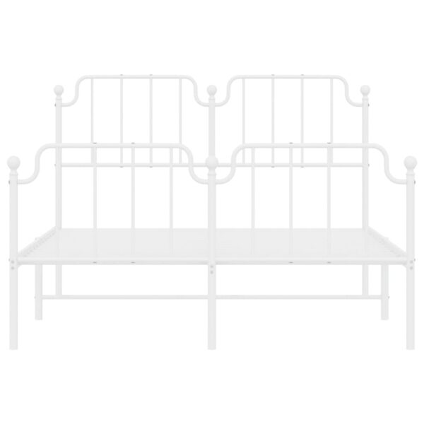 vidaXL Metal Bed Frame with Headboard and FootboardÂ White 53.1"x74.8" - Image 5