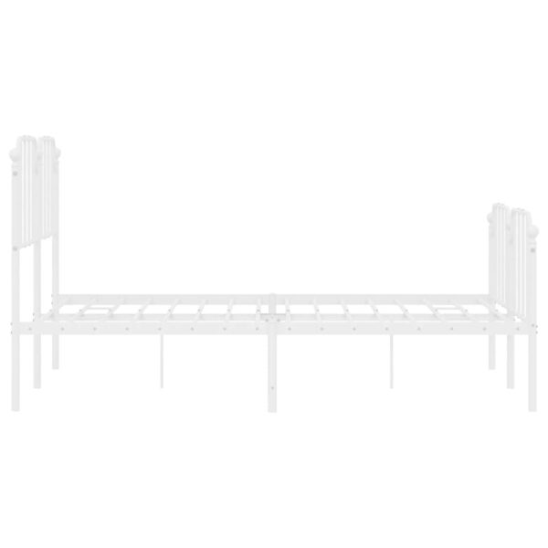 vidaXL Metal Bed Frame with Headboard and FootboardÂ White 53.1"x74.8" - Image 6